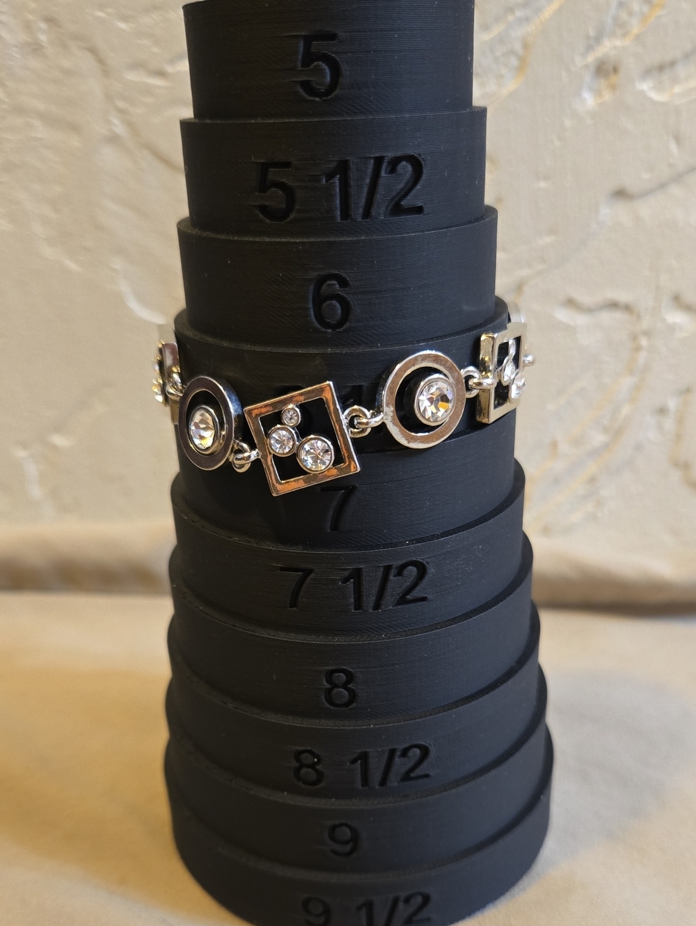 Geometric Silver Crystal Link Bracelet - Women's Silver Tone
